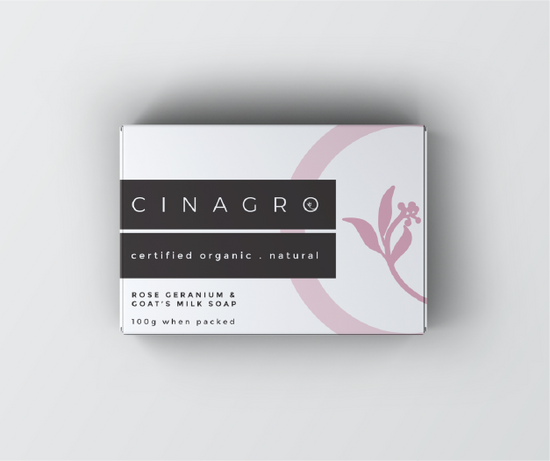 Cinagro: Certified Organic Rose Geranium & Goat’s Milk Soap Bar