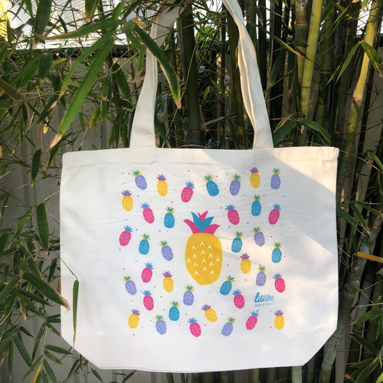 liliLife® Yellow Pineapple Tote Shopper Bags