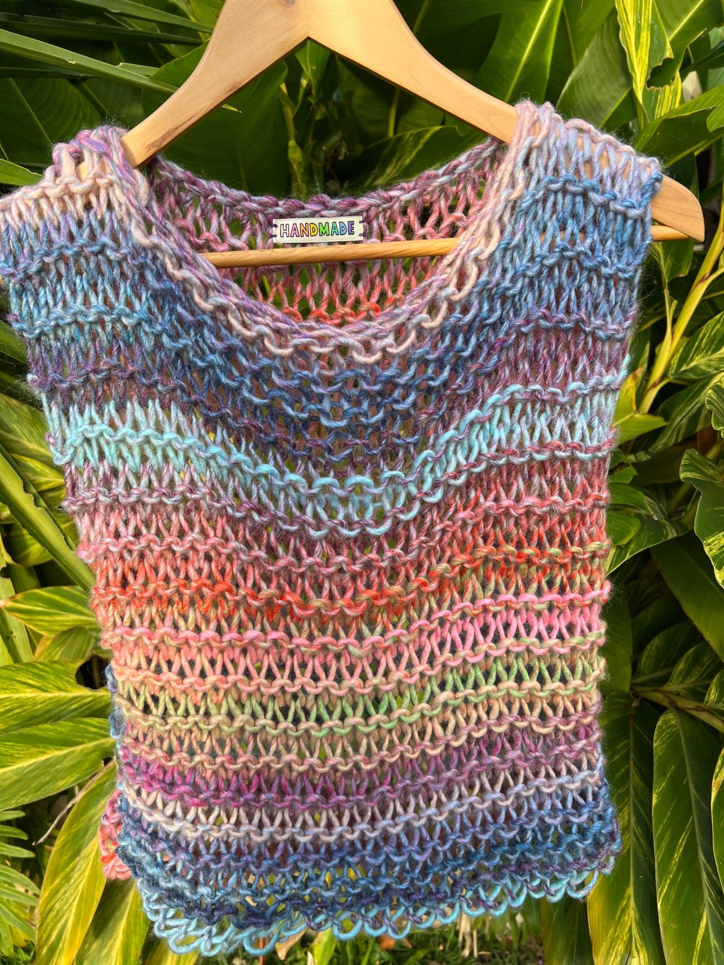 Handmade Rainbow Chunky Mohair Knit Vest | Sustainable Fashion