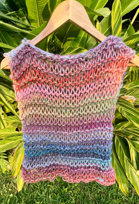 Handmade Rainbow Chunky Mohair Knit Vest | Sustainable Fashion