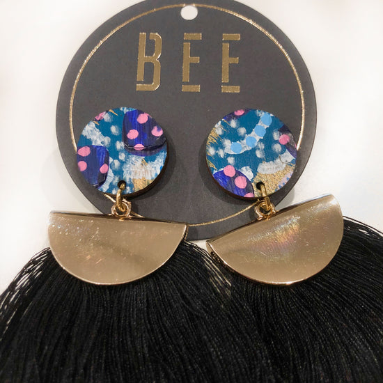Load image into Gallery viewer, EARRINGS | BEE Emmy Drop Earrings - Blue Abstract
