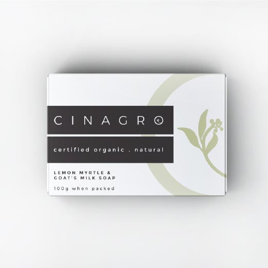 Load image into Gallery viewer, Cinagro: Certified Organic Lemon Myrtle &amp;amp; Goat’s Milk Soap Bar
