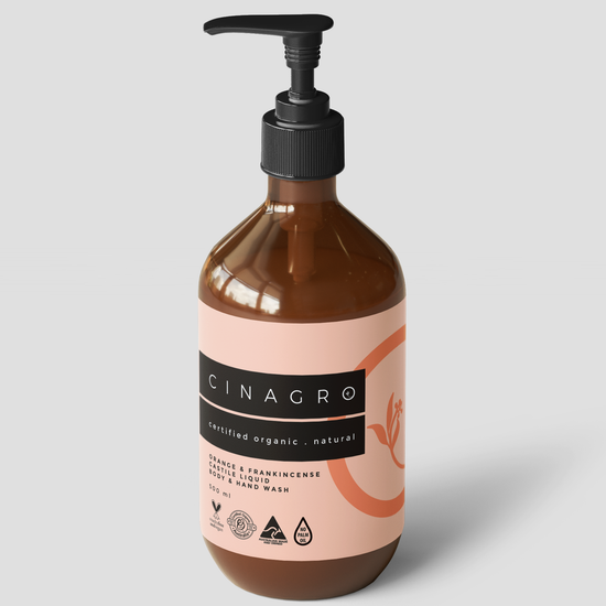 Cinagro: Orange & Frankincense ~ Certified Organic Liquid Castile Body & Hand Wash 500ml