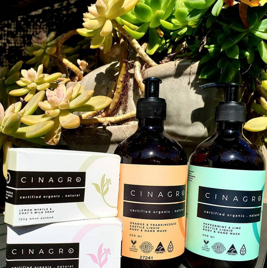 Cinagro: Peppermint & Lime ~ Certified Organic Liquid Castile Body & Hand Wash 500ml