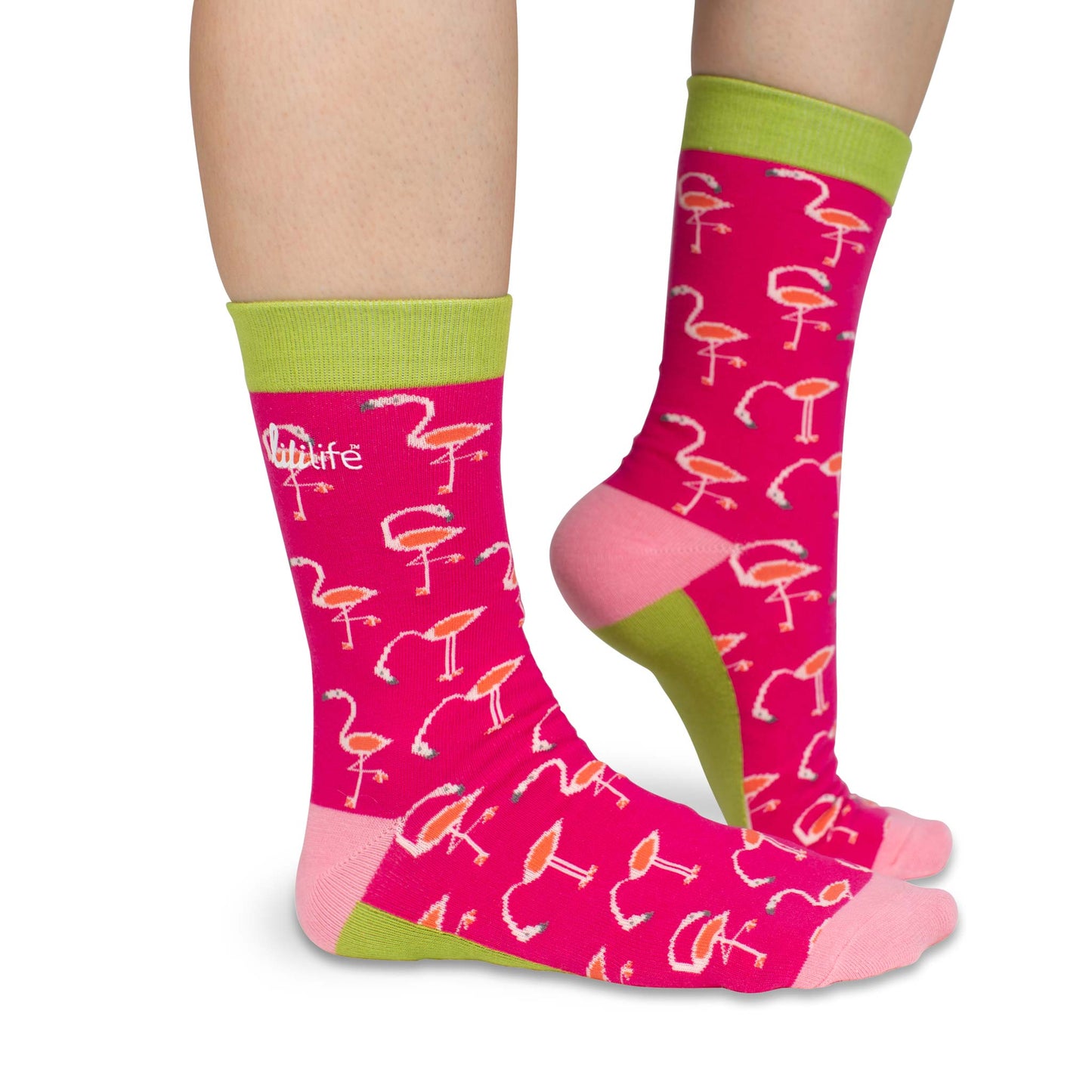 Adult Crew Socks | Flamingo - Bright Pink