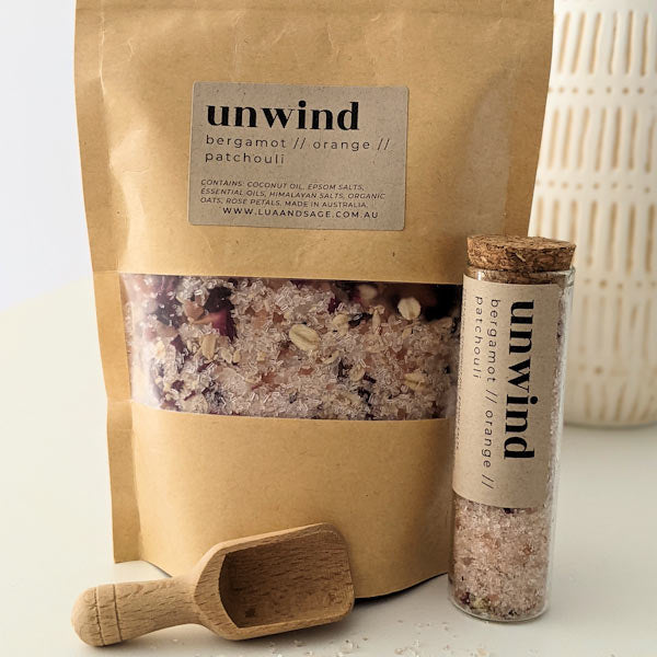 Load image into Gallery viewer, Lua + Sage Bath Salts: 375g pouch
